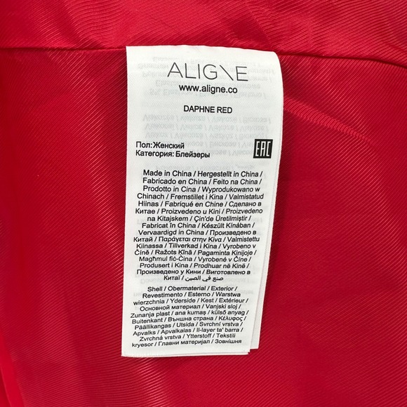 ALIGNE Daphne Long Waisted Red Blazer Womens 14 Academia Office Capsule Luxury - Picture 8 of 10